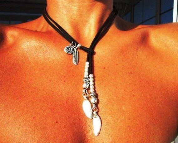 Handmade Couples feather Necklace • Y lariat Necklace Customized • Personalized Bohemian Jewelry Gift for Her • Birthday Gift for mom