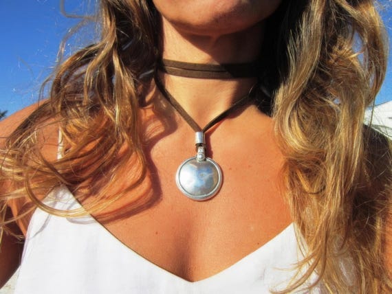 Silver Everyday Pendant Beaded Necklace • Boho Layered Chunky Necklace Gift for Her • layering Necklaces for Women