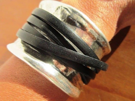 Personalized Leather & Silver Beaded Bracelet Gifts • Handmade Bohemian Jewelry • Birthday Gift or Custom Jewelry Gift for Her by Kekugi