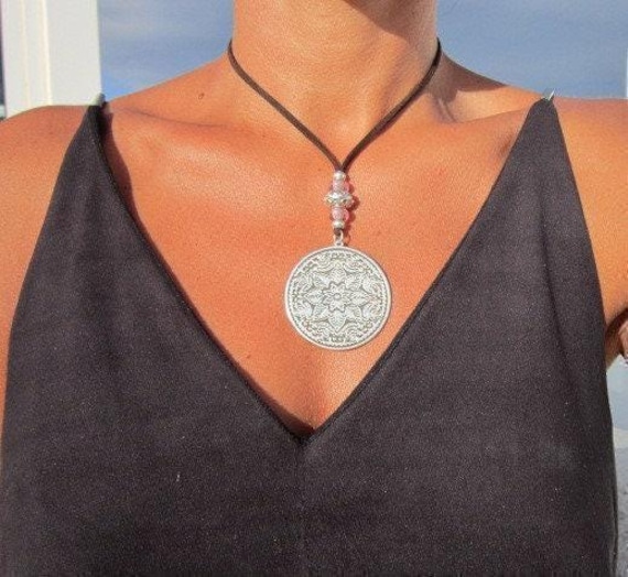 Best selling items Silver Everyday Pendant Beaded Necklace • Long Boho Layered Chunky Necklace Gift for Her • Necklaces for Women by Kekugi