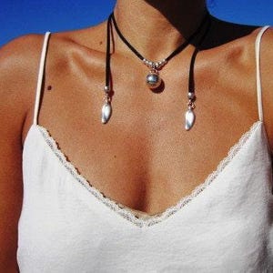 Statement Chunky silver pendant Necklace Handmade Products • layered beaded necklace • Bohemian Personalized Jewelry Gift for Her or Host image 4