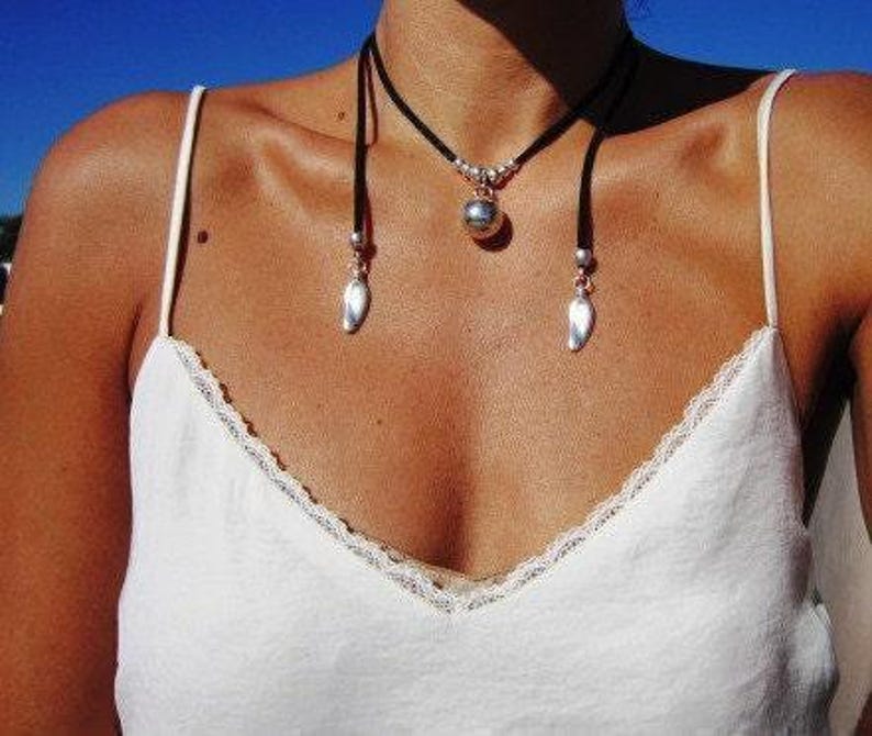 Statement Chunky silver pendant Necklace Handmade Products • layered beaded necklace • Bohemian Personalized Jewelry Gift for Her or Host image 4