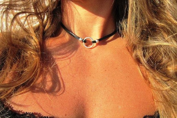 Statement Custom Necklace • Leather Choker Necklace beaded with charm • Custom Personalized Jewelry gift by kekugi