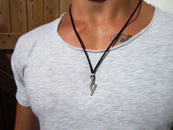 Silver Arrowhead Necklace for Men couples necklace – Charm Necklace Custom Gift Mens Jewelry Gifts for Men Unique Handmade by Kekugi