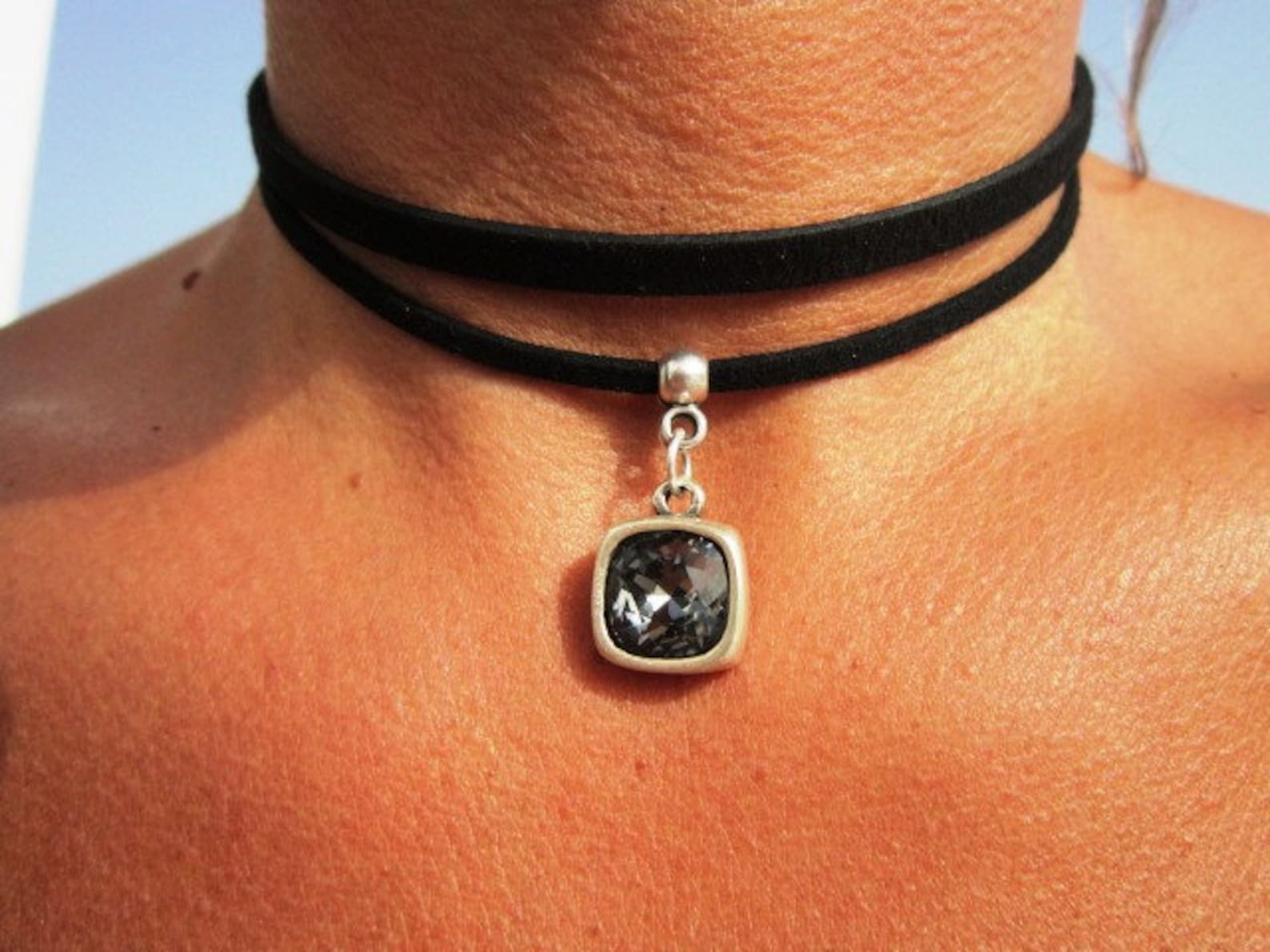 Unique Necklace, Choker Necklace, Black Necklace, Beaded Necklace
