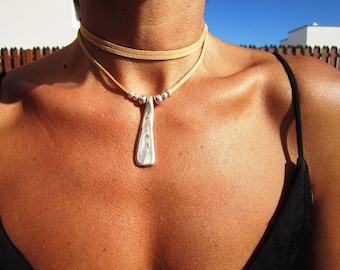 Handmade Leather Choker Necklace Gift for Her • Unique Couples Necklace Jewelry • Personalized Jewelry Best selling items Gift for Host