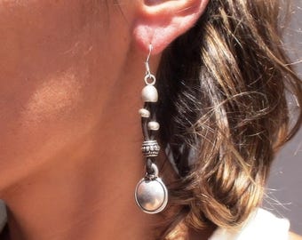 Pendientes colgantes de plata • Declaración de cuentas y estilo bohemio con gancho de plata esterlina