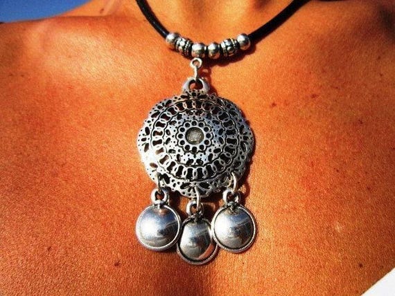 Custom Statement Silver Necklace • Beaded Couples Necklace Pendant Charm • Custom Personalized Jewelry • Best Selling Items Gift for Her