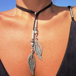 Handmade Couples feather Necklace • Y lariat Necklace Customized • Personalized Bohemian Jewelry Gift for Her • Birthday Gift for mom