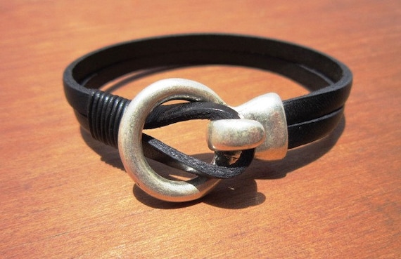 Silver and Leather mens bracelet, friendship couples bracelet, men cuff bracelet, handmade silver mens jewelry, unique gifts for men