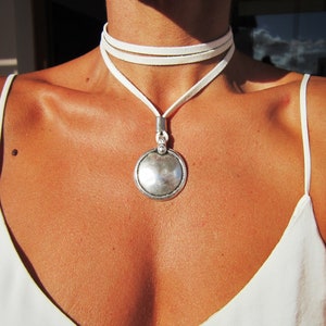 white wrap necklaces for women, choker necklace boho jewelry