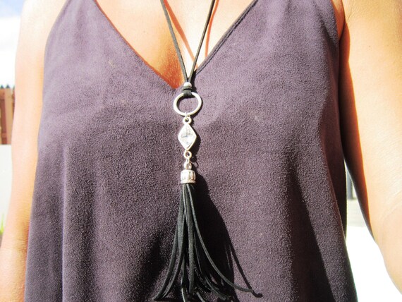 Statement Silver Chunky Pendant leather neotribal Necklace • Bohemian Jewelry Best Selling Items • Gift for Her • Neotribal Jewelry