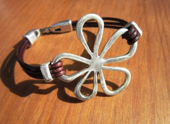 Personalized Leather & Silver Beaded Bracelet Gifts • Handmade Bohemian Jewelry • Birthday Gift or Custom Jewelry Gift for Her by Kekugi