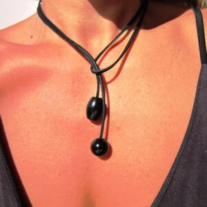 Best Selling Items Y Lariat obsidian onyx Necklace Gift for Her • Bohemian jewelry Necklaces for Women image 3