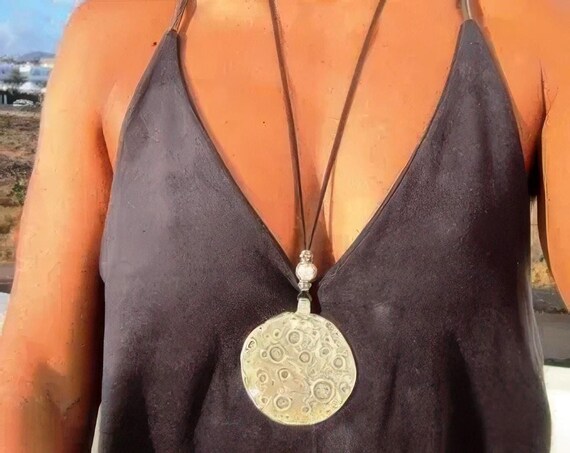 Custom Statement Silver Beaded Necklace with Moon Pendant Charm Couples necklace • Best selling items Personalized Jewelry • Gift for Her