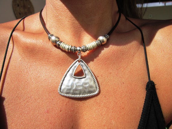 Boho Luxe Pendant Necklace for Women • Everyday Simple Leather Necklace for Women • Personalized Bohemian Jewelry Gift for Her by Kekugi
