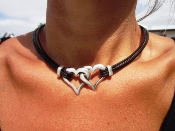 Couples Beaded Necklace with Silver Heart Pendant Charm • Bohemian Handmade jewelry Necklaces for Women • Personalized Jewelry Gift for Her