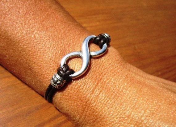 Leather & Silver Bracelets for Women • Infinity Matching Couple Bracelets • Custom bracelet Gift for women • Best Selling jewelry Items