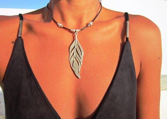 Silver Beaded Necklace with Charm • Bohemian Handmade jewelry • Necklaces for Women • Personalized Jewelry Gift for Her
