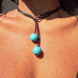Turquoise Y lariat Necklace • Boho Couples Necklace gift for Her • Bohemian Handmade Turquoise Jewelry • Best selling items by Kekugi