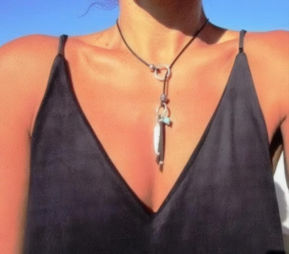 Turquoise Y lariat Necklace • Boho Couples Necklace gift for Her • Bohemian Handmade Turquoise Jewelry • Best selling items by Kekugi