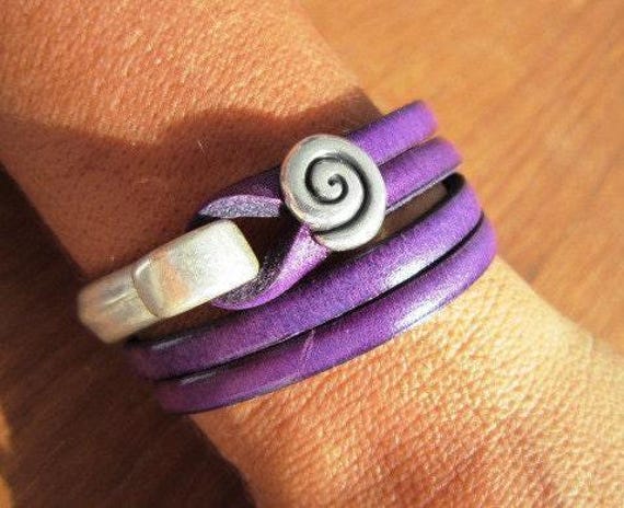 Personalized Leather & Silver Beaded Bracelet Gifts • Handmade Bohemian Jewelry • Birthday Gift or Custom Jewelry Gift for Her by Kekugi