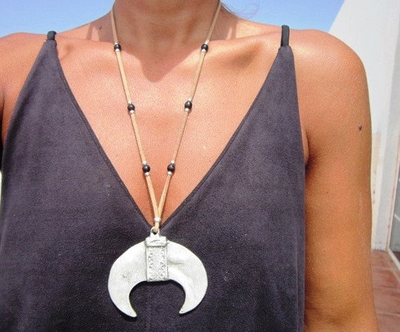 long necklace with pendant, boho silver pendant, bohemian jewelry, sterling silver necklaces, necklaces for women