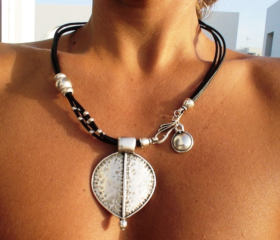 Custom Statement Silver Necklace • Beaded Couples Necklace Pendant Charm • Custom Personalized Jewelry • Best Selling Items Gift for Her