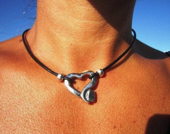 Couples Beaded Necklace with Silver Heart Pendant Charm • Bohemian Handmade jewelry Necklaces for Women • Personalized Jewelry Gift for Her