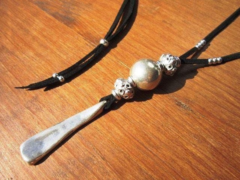statement boho chic silver pendant necklace, boho jewelry, bohemian jewelry, boho chic jewelry, leather handmade jewelry designs by kekugi, gift ideas for her