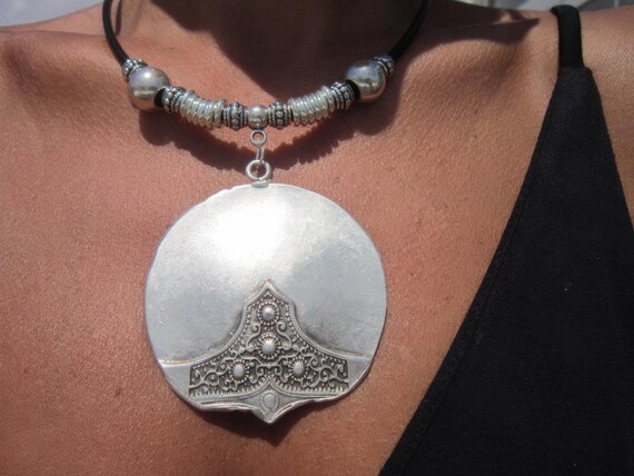 Custom Statement Silver Beaded Necklace with Pendant Charm • Chunky Custom Personalized Jewelry • Best Selling Items Gift for Her