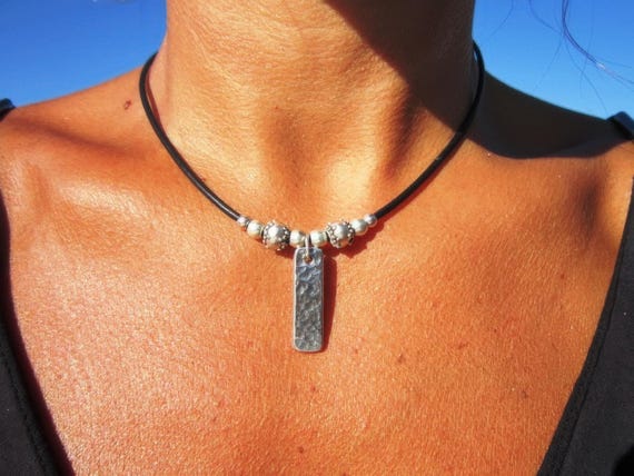 Silver Beaded Dainty Necklace with Charm • Bohemian Handmade jewelry • Necklaces for Women • Personalized Jewelry Gift for Her