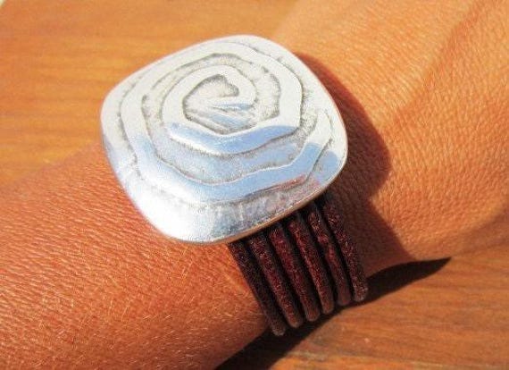 Personalized Leather & Silver Beaded Bracelet Gifts • Handmade Bohemian Jewelry • Birthday Gift or Custom Jewelry Gift for Her by Kekugi