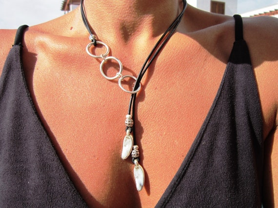 silver beaded necklace, boho jewelry necklaces for women