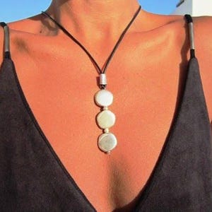 Best selling items Silver Everyday Pendant Beaded Necklace • Long Boho Layered Chunky Necklace Gift for Her • Necklaces for Women by Kekugi