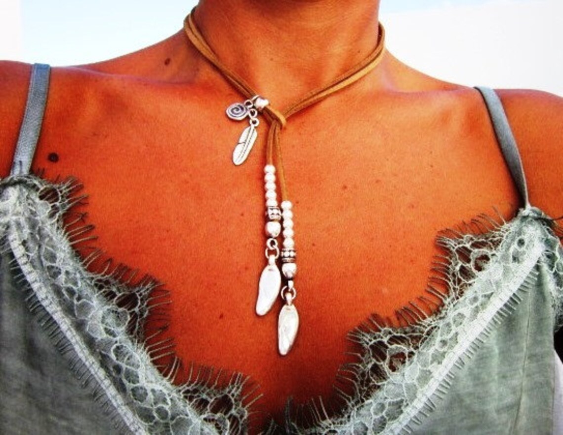 Feather Necklace Y Necklaces Lariat Necklace Long Etsy