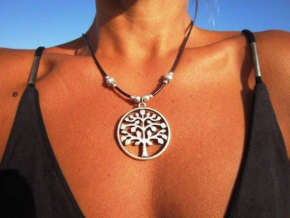 Statement tree of life Pendant Charm Necklace • Silver Beaded Necklaces for Women • Handmade Personalized Jewelry Best selling items Gifts
