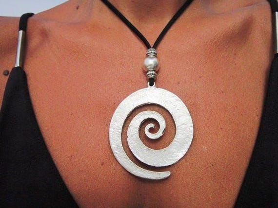 Beaded Spiral summer Necklace silver Charm • Personalized Handmade hawaiian Jewelry • Best selling items Gift for her matching necklaces