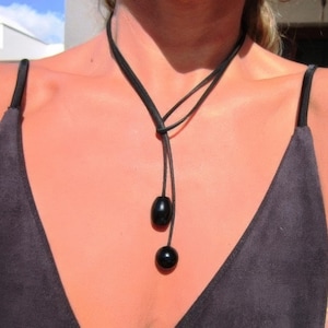 Best Selling Items Y Lariat obsidian onyx Necklace Gift for Her • Bohemian jewelry Necklaces for Women image 1