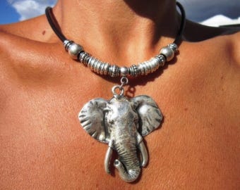 Silber Perlen Anhänger Elefant Halskette • Boho personalisierter handgefertigter Schmuck • Meistverkaufte Artikel Geschenk für ihre Paare Halskette