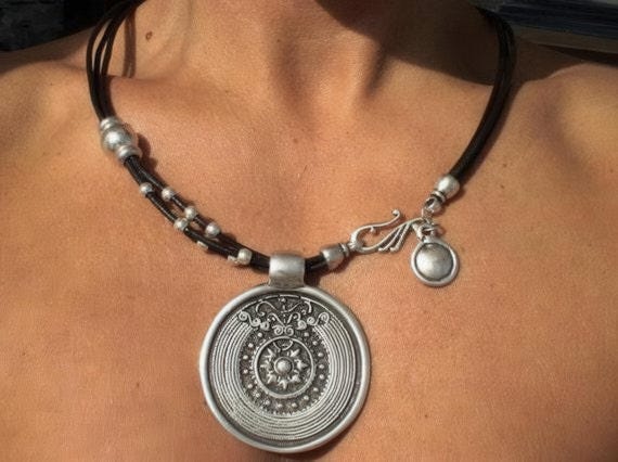 Custom Statement Silver Necklace • Beaded Couples Necklace Pendant Charm • Custom Personalized Jewelry • Best Selling Items Gift for Her