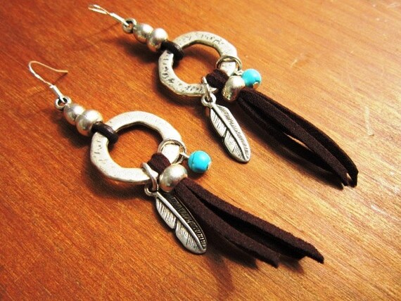 turquoise earrings, native american jewelry dangle earrings, boho earrings, ethnic  earrings, sterling silver earrings, long earrings