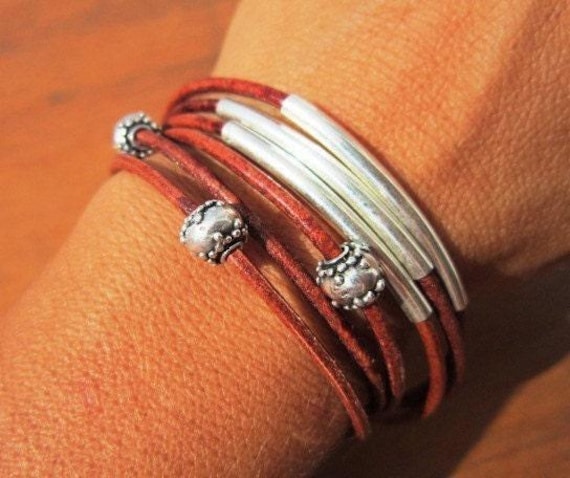 Leather & Silver Bracelets for Women • Matching Couple Bracelets • Custom bracelet Gift for women • Best Selling jewelry Items by Kekugi