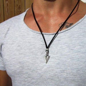 Silver Arrowhead Necklace for Men couples necklace – Charm Necklace Custom Gift Mens Jewelry Gifts for Men Unique Handmade by Kekugi