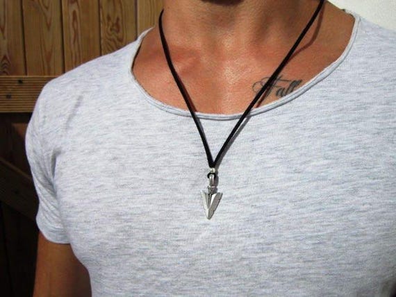 Silver Arrowhead Necklace for Men couples necklace – Charm Necklace Custom Gift Mens Jewelry Gifts for Men Unique Handmade by Kekugi