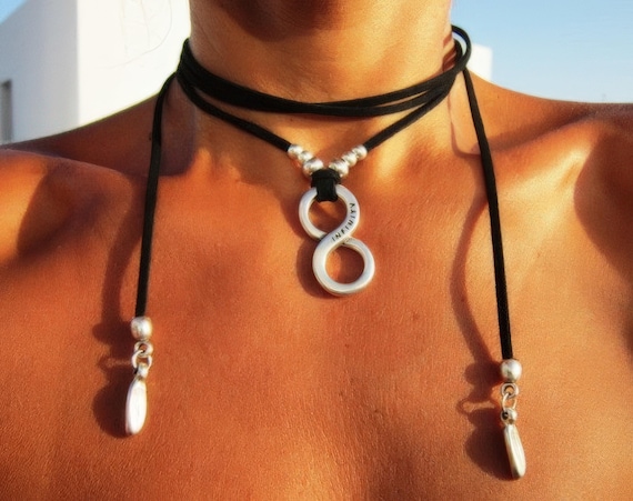 How lucky we are Statement Chunky silver infinity Necklace Handmade Products • Couples necklace • Personalized handmade Jewelry