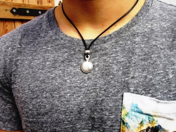 Silver Couples Necklace for Men – Charm Necklace Custom Gift Mens Jewelry Gifts for Men Unique Handmade by Kekugi