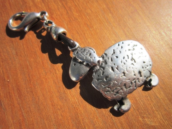 Silver Sheep Personalized Leather Keychain for Men and Women • Custom Key Holder • Handmade Gift for Her Him