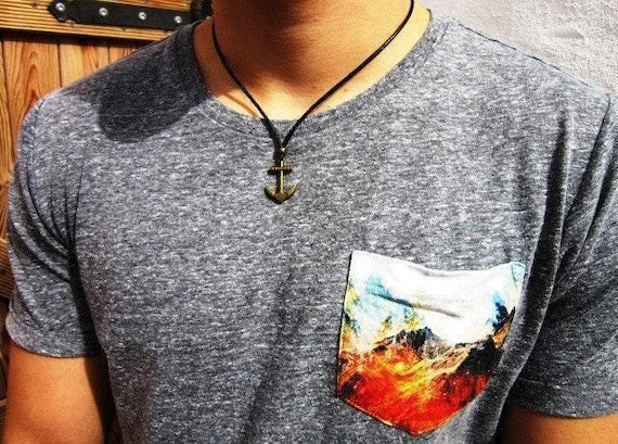 Mens Necklace Leather Pendant Couples Necklace – Handmade Jewelry Gift for Him Personalized Jewelry by Kekugi