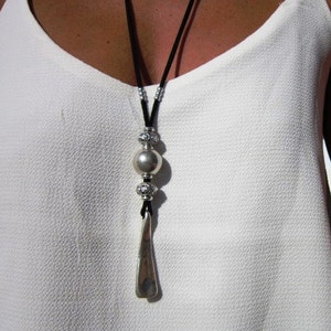 long necklace, pendant necklace, bohemian jewelry, sterling silver, silver necklaces, necklaces for women, womens necklace, sterling silver image 1